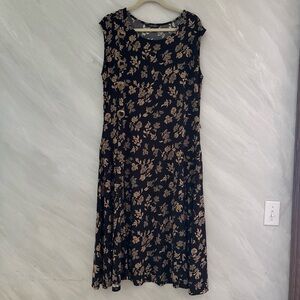 Lauren Ralph Lauren Women’s 1X Floral Belted Jersey Cap-Sleeve Dress